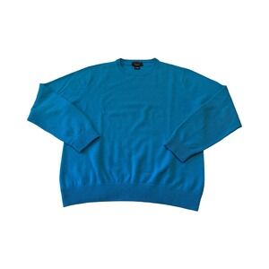 Cezani Mens Turquoise Blue 100% Fine 2 Ply Cashmere Crewneck Sweater Large L